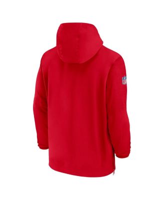 Men's Red New England Patriots Sideline Quarter-Zip Hoodie