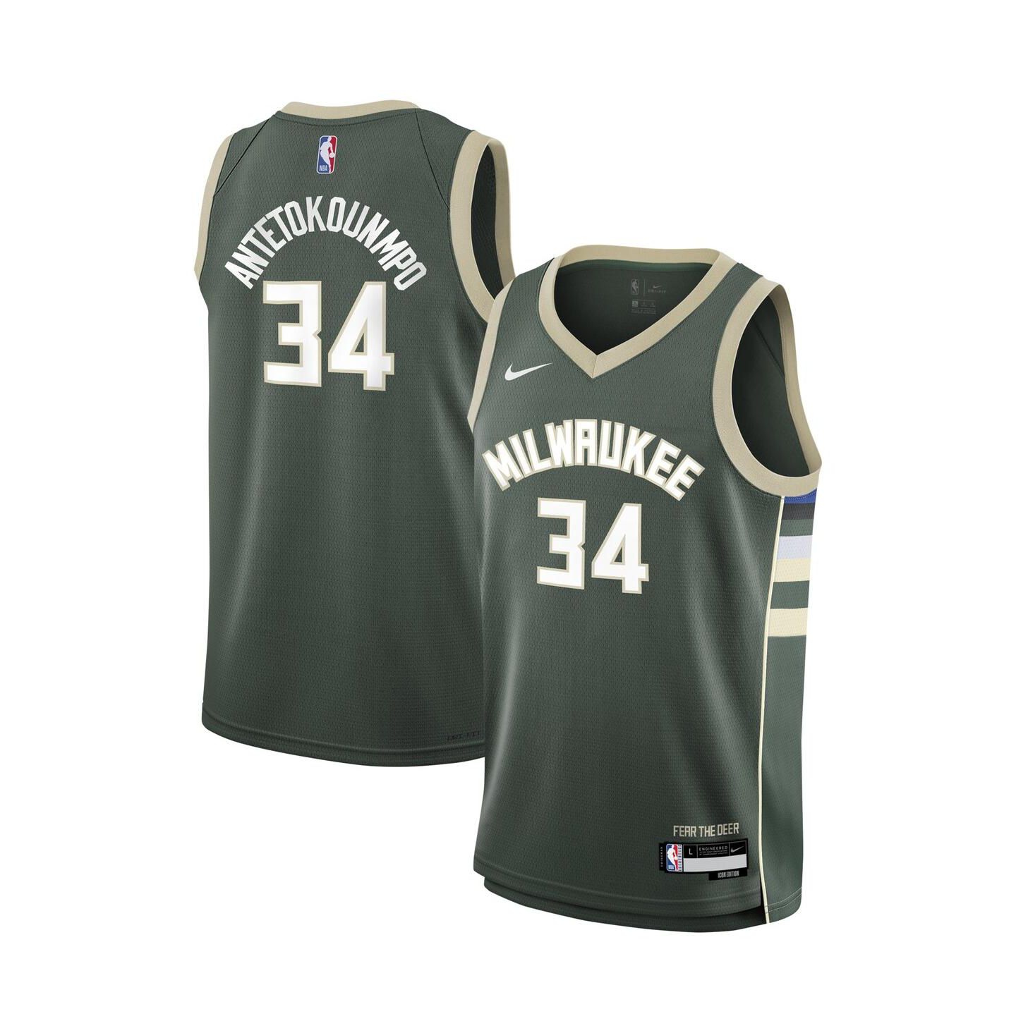 Детская джерси Nike Giannis Antetokounmpo Milwaukee Bucks Swingman Icon, Hunter Green — фото 1
