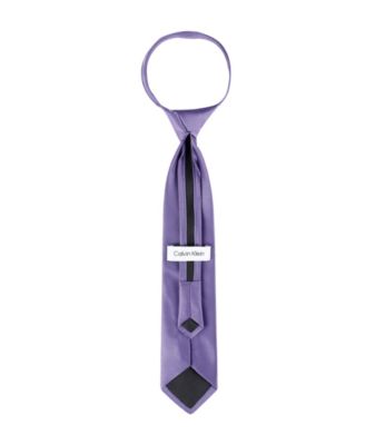 Boys Solid Satin Pre-Tied Zipper Tie