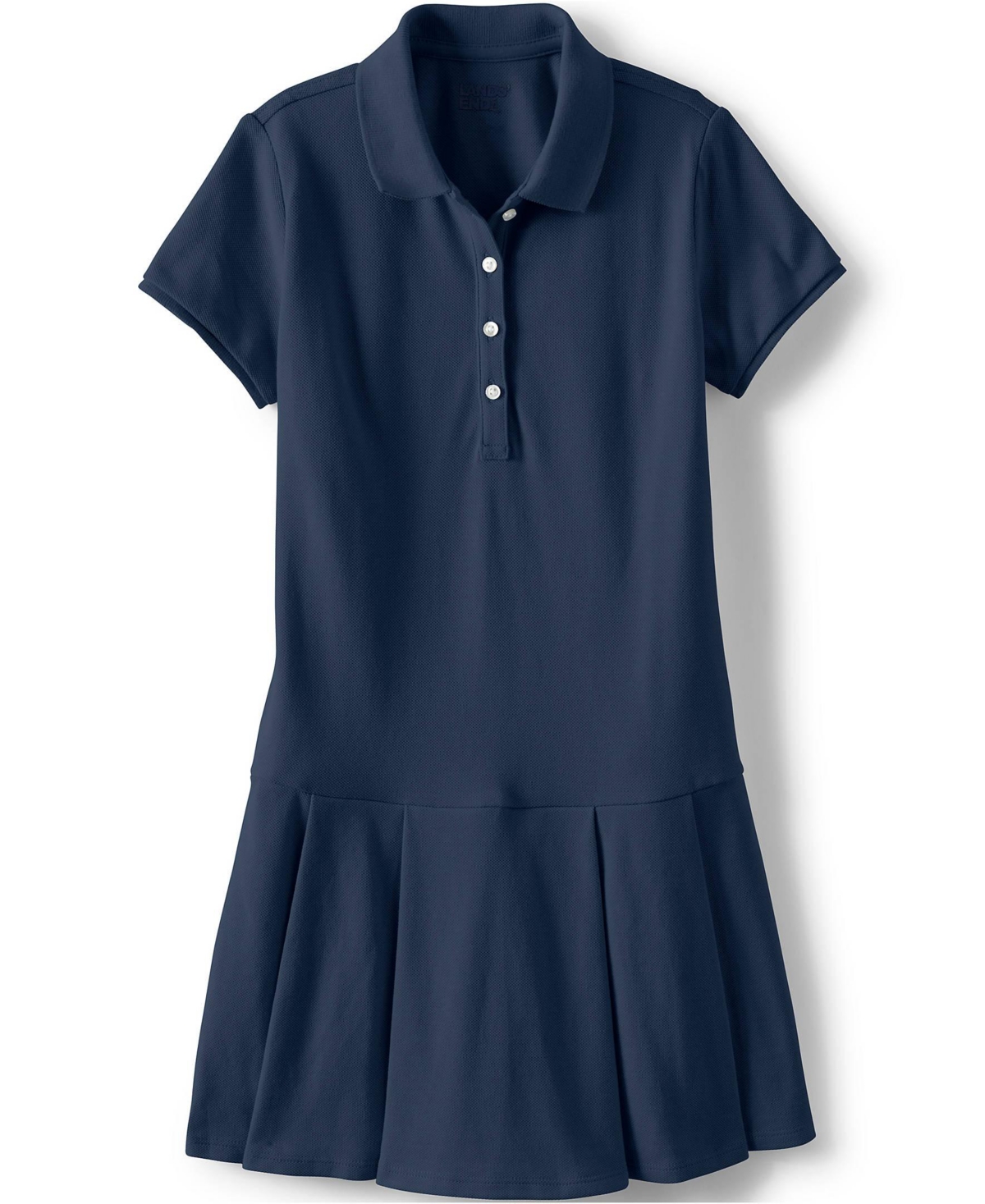 Lands' End Girls School Uniform Short Sleeve Mesh Pleated Polo Dress