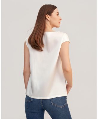 Women's Basic Cap Sleeves Silk Tee