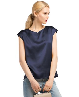 Women's Basic Cap Sleeves Silk Tee