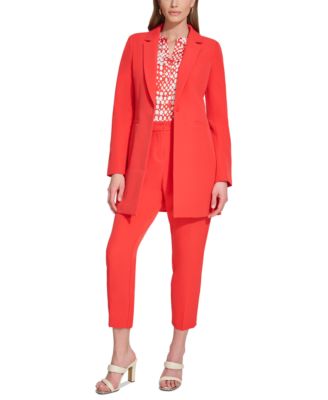 Dkny Petite Notch Collar One Button Jacket Pants In Flame
