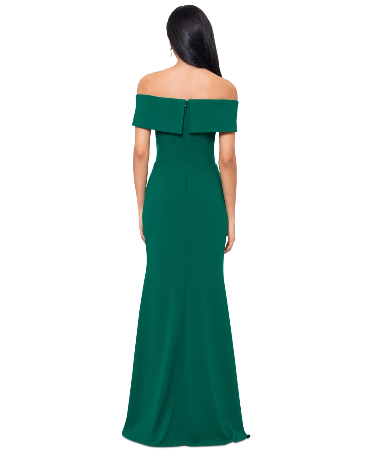 Shop Betsy & Adam Women's Off-the-shoulder Front-slit Gown In Green