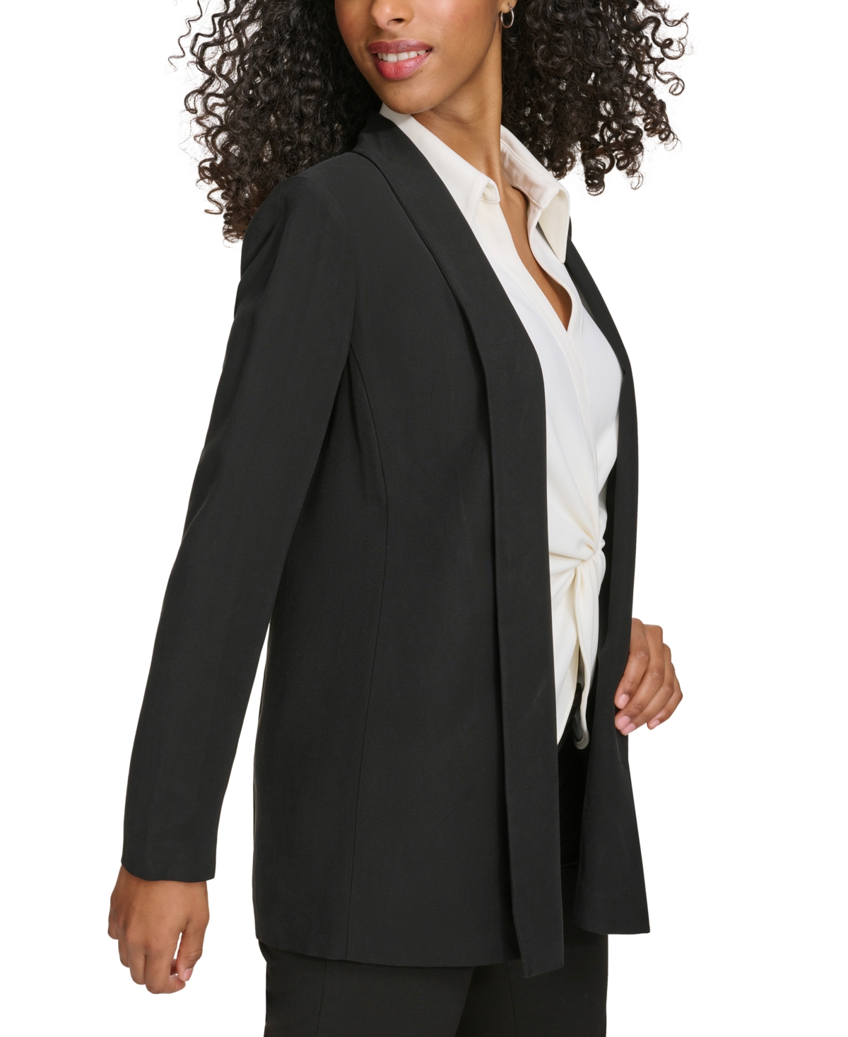 Calvin Klein Petite Open-Front Long-Sleeve Twill Jacket