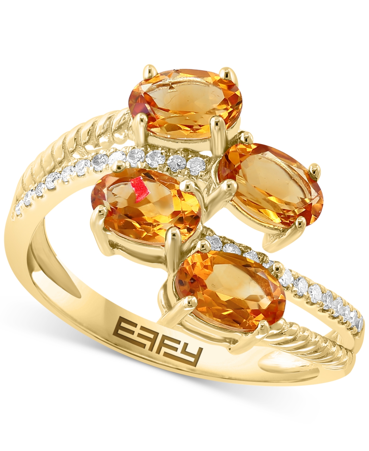 Effy Collection Effy Citrine (1-5/8 Ct. T.w) & Diamond (1/10 Ct. T.w.) Cluster Bypass Ring In 14k Gold In Yellow Gold