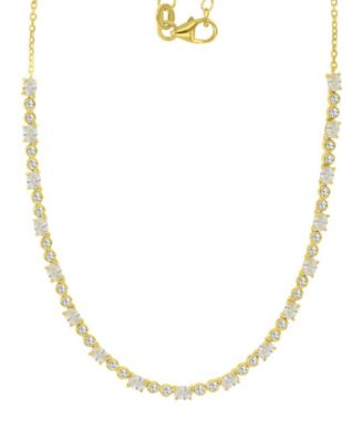 Cubic Zirconia Oval & Round Tennis Necklace, 18" + 2" extender