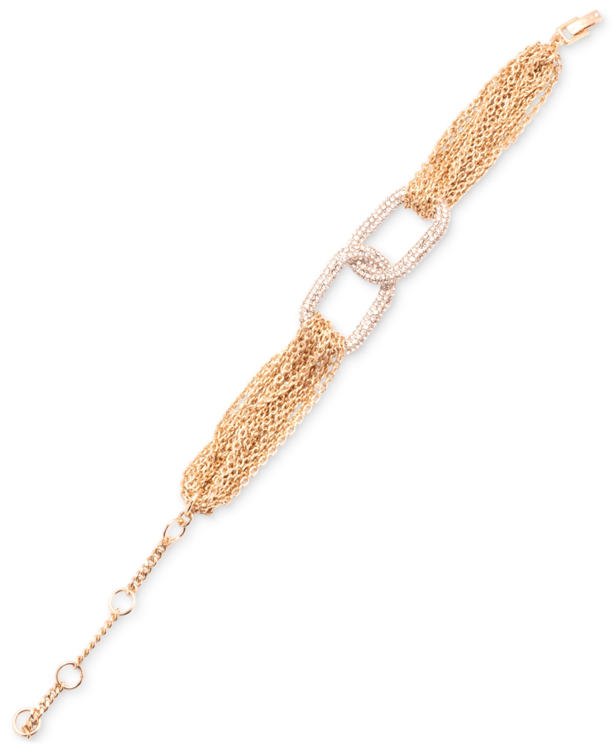 Gold-Tone Pave Link Multi-Chain Flex Bracelet - Crystal Wh