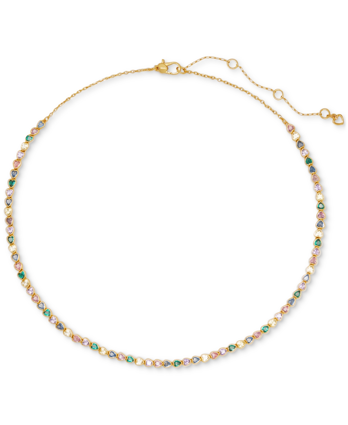 Shop Kate Spade Gold-tone Sweetheart Delicate Tennis Necklace, 16" + 3" Extender In Multi