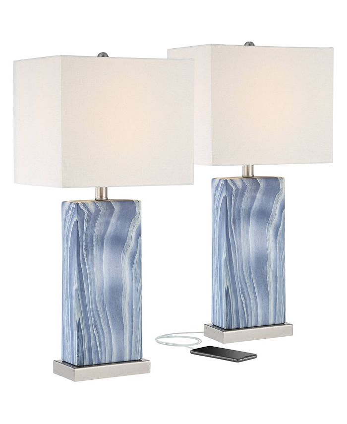 360 Lighting Connie Modern Table Lamps 25" Tall Set of 2 with USB