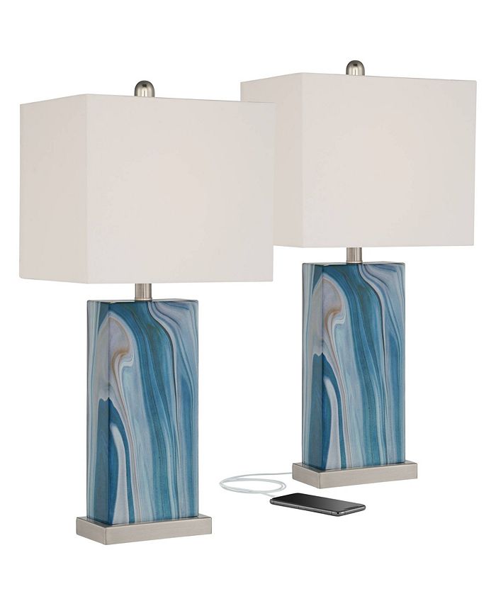 360 Lighting Connie Modern Table Lamps 25" Tall Set of 2 with USB