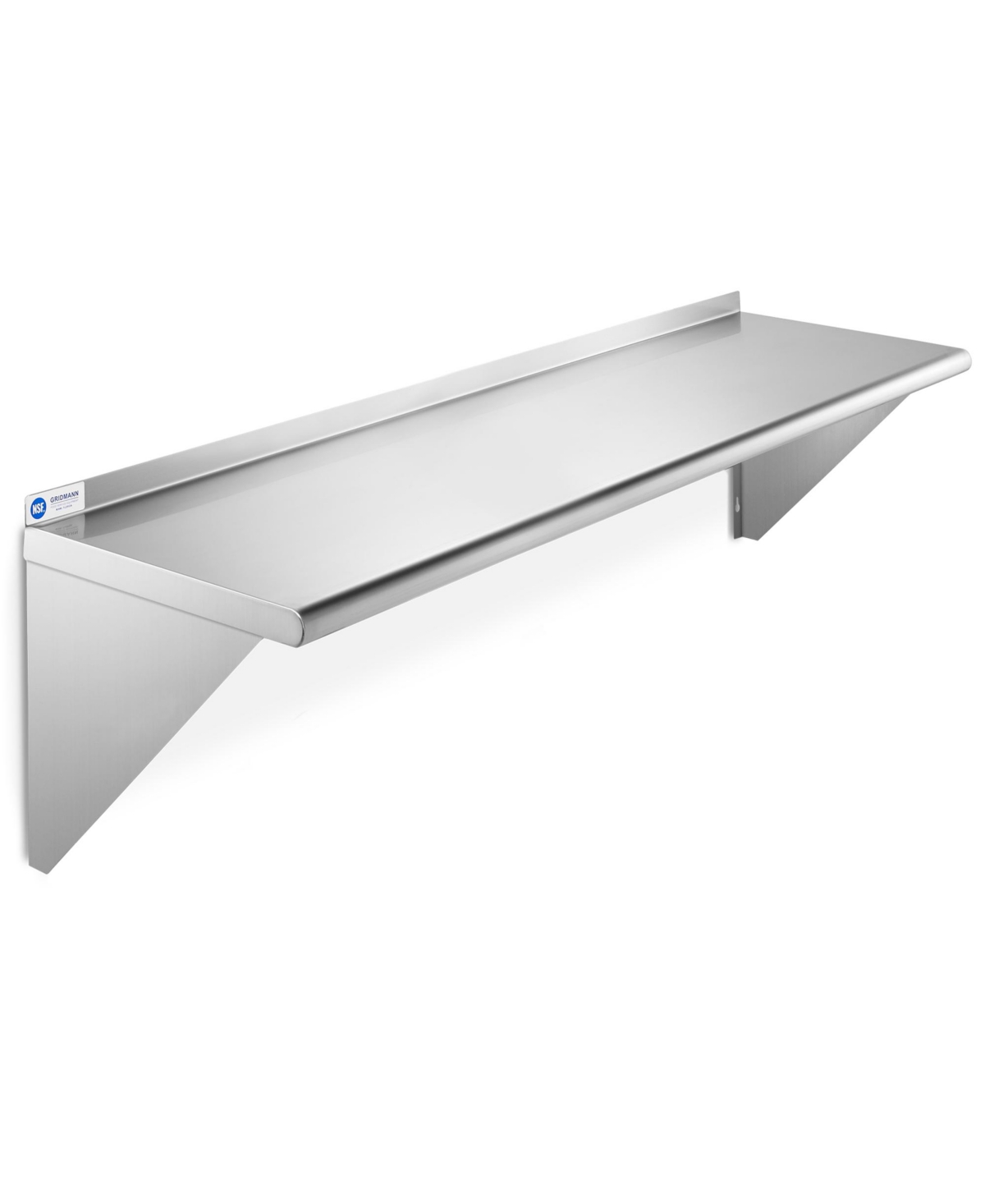 14" x 48" Nsf Stainless Steel Kitchen Wall Mount Shelf w/ Backsplash - Silver