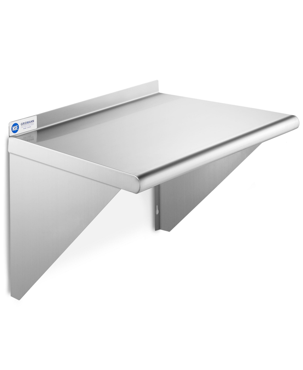 18" x 24" Nsf Stainless Steel Kitchen Wall Mount Shelf w/ Backsplash - Silver