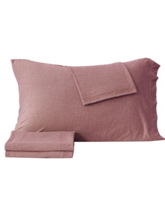 Heathered Melange T-shirt Jersey Knit Cotton Blend 4 Piece Sheet Set, Full