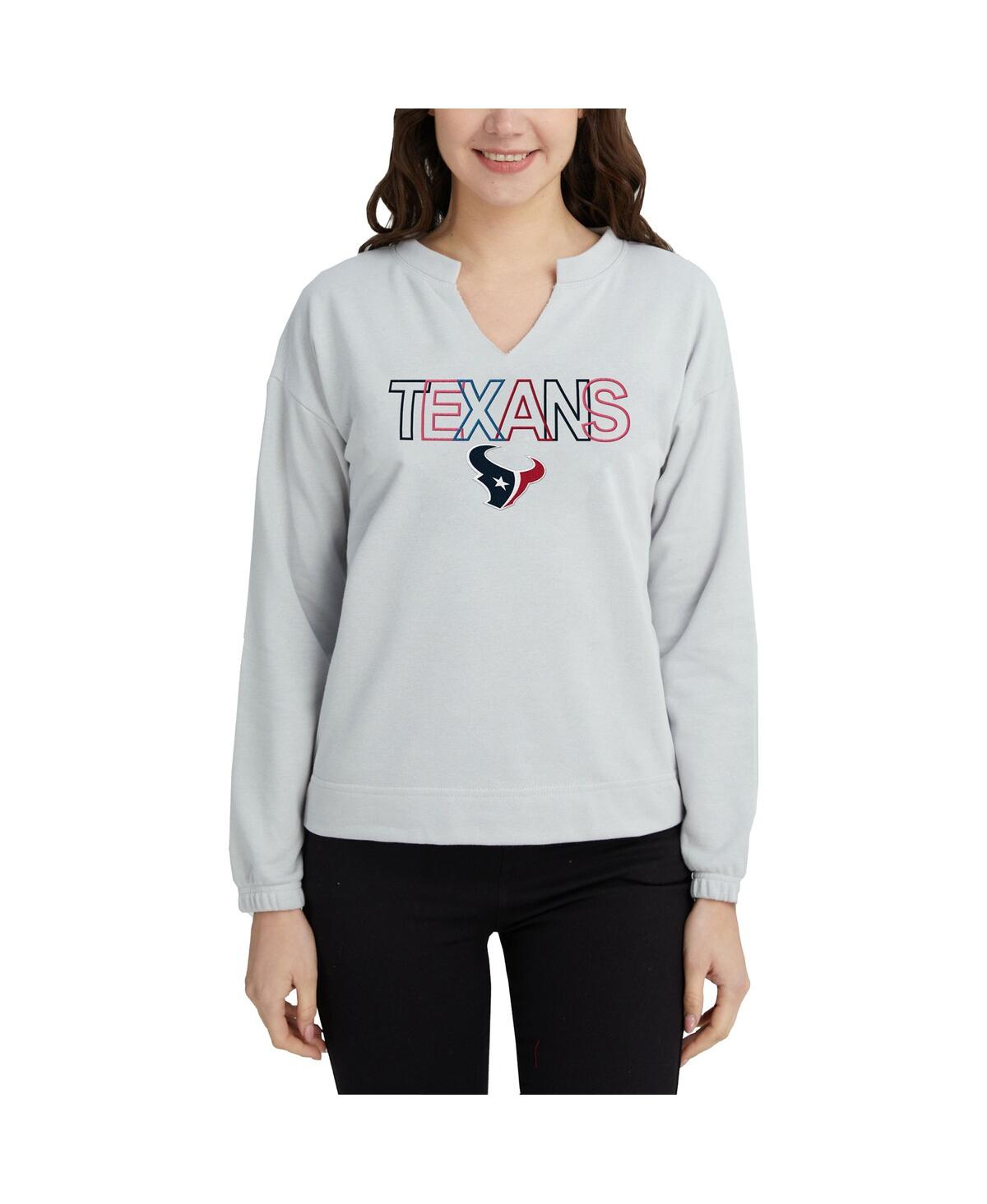 Women's Concepts Sport Gray Houston Texans Sunray Notch Neck Long Sleeve T-shirt - Gray