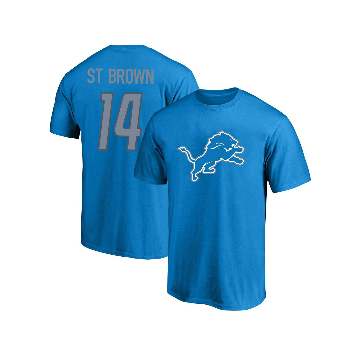 Мужская футболка Fanatics Amon-Ra St. Brown Blue Detroit Lions Big and Tall Player Name and Number — фото 1