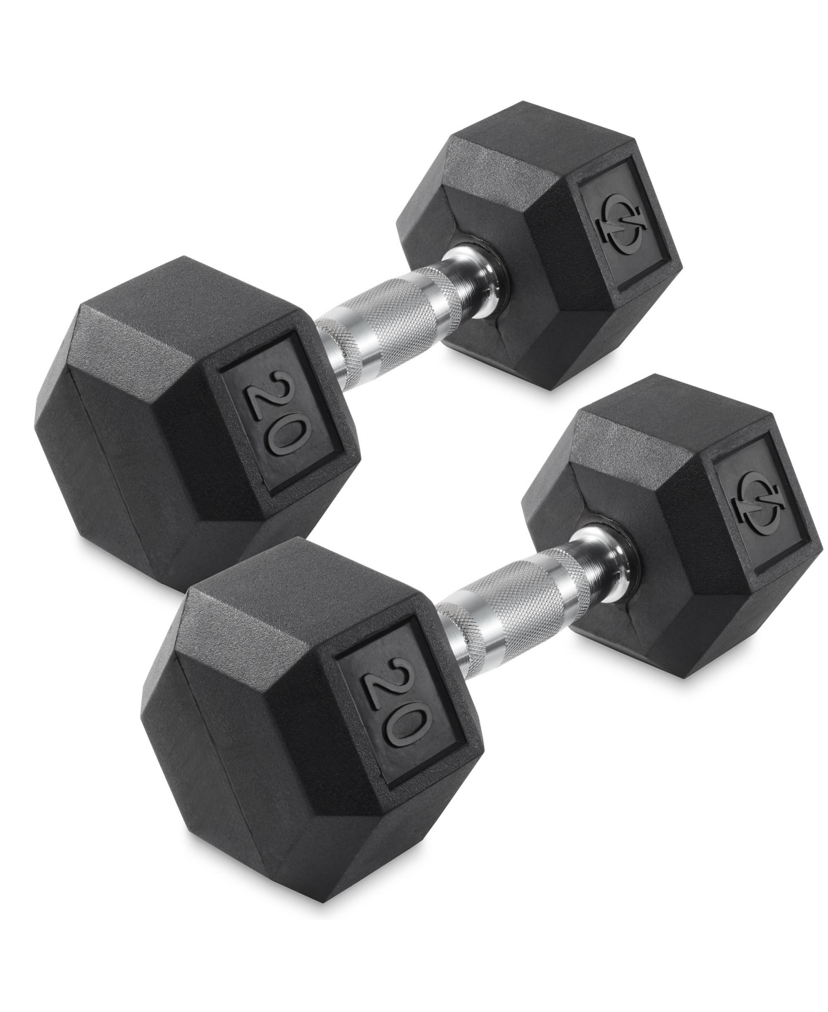Philosophy Gym Rubber Coated Hex Dumbbell Hand Weights, 20 lb Pair - Black