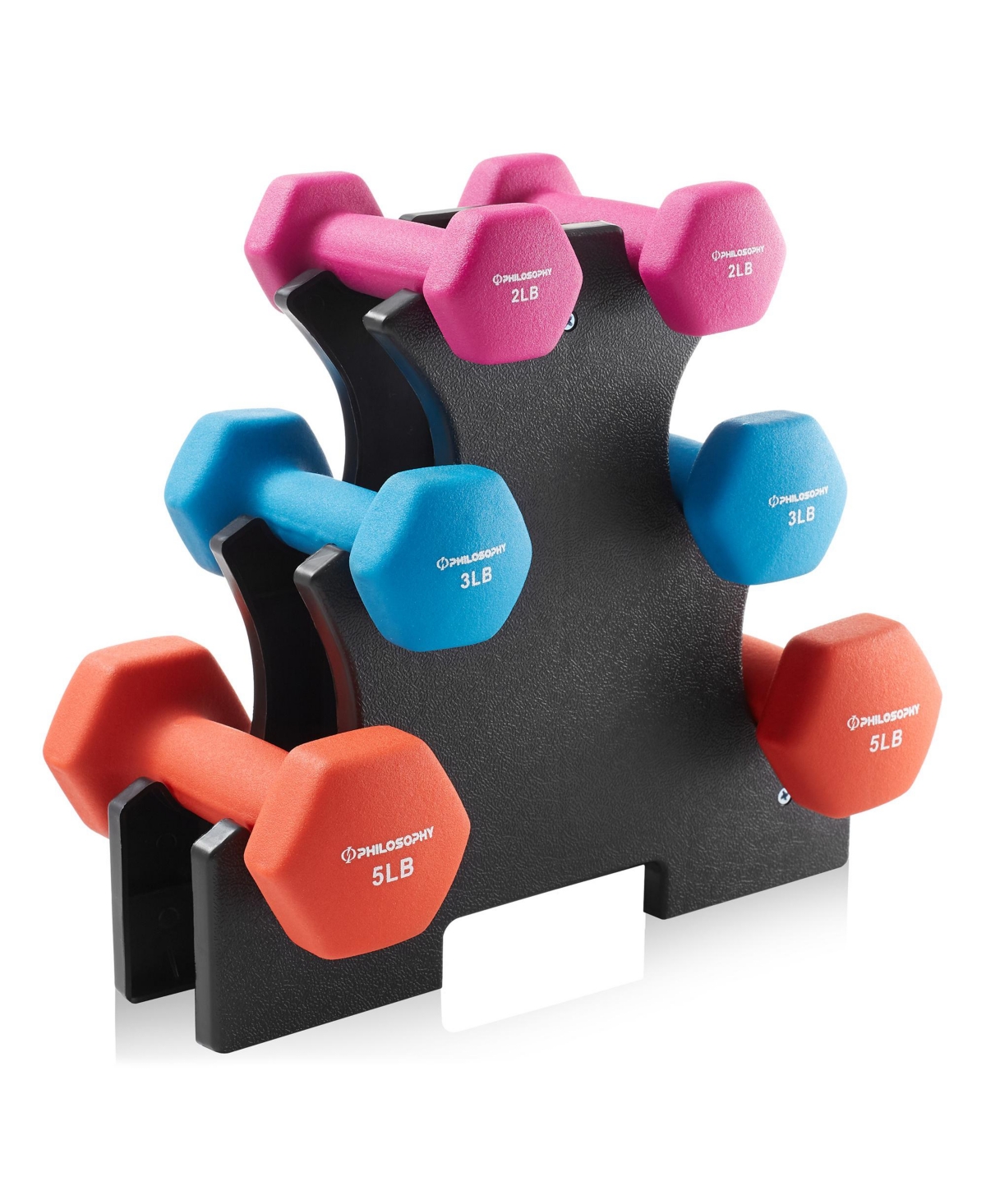 Neoprene Dumbbell Hand Weights with Stand, 20 lbs (2 lb, 3 lb, 5 lb Pairs)
