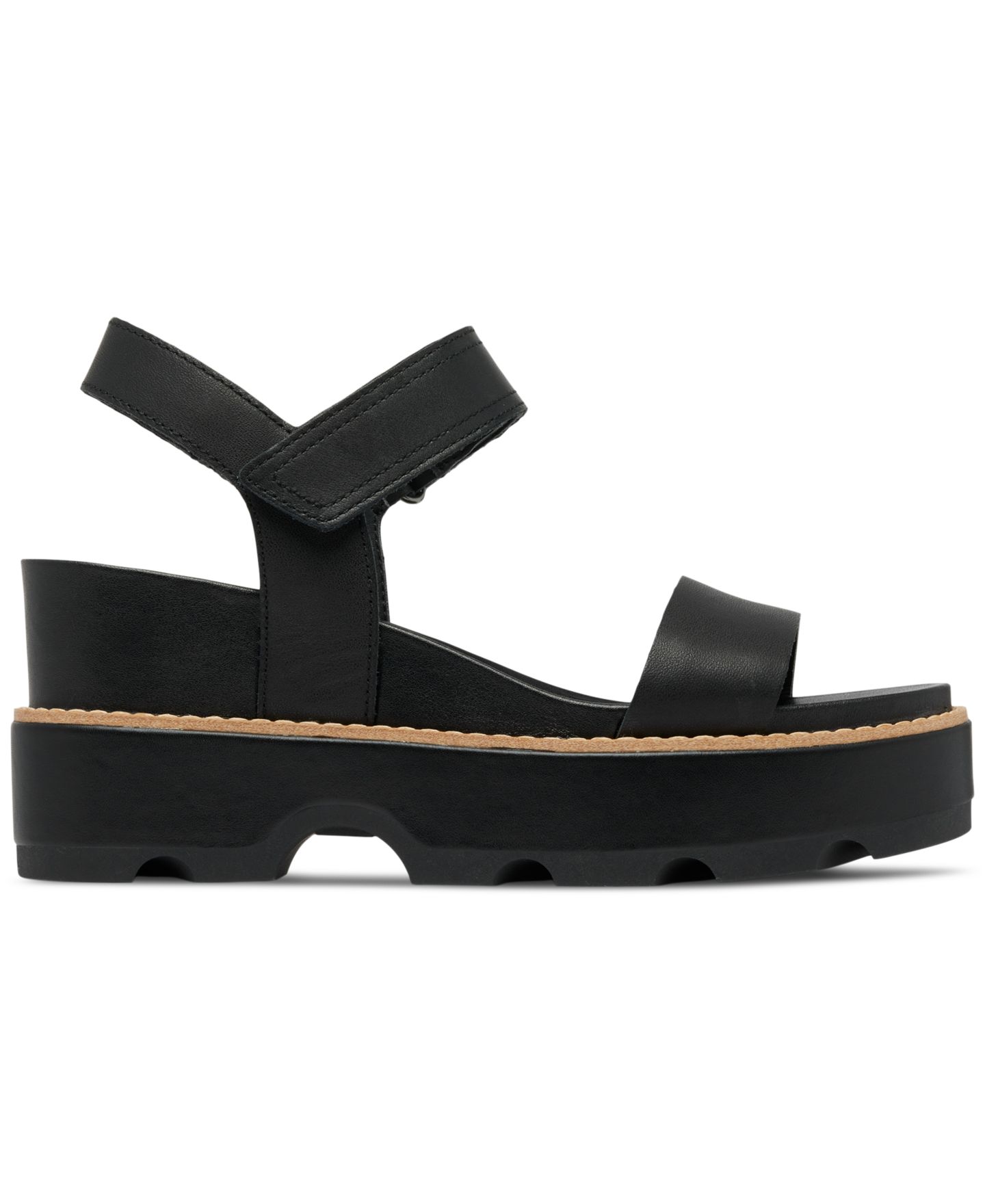 Женские сандалии Sorel Joanie IV Y-Strap Wedge, цвет: Чёрный / Морская соль — фото 2