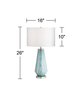 Jaime Modern Table Lamp Hand Crafted 26" High Faded Swirl Blue Gray Art Glass Brushed Nickel Silver White Drum Shade for Living Room Bedroom House Bedside Home (Color May Vary) - Possini Euro Design