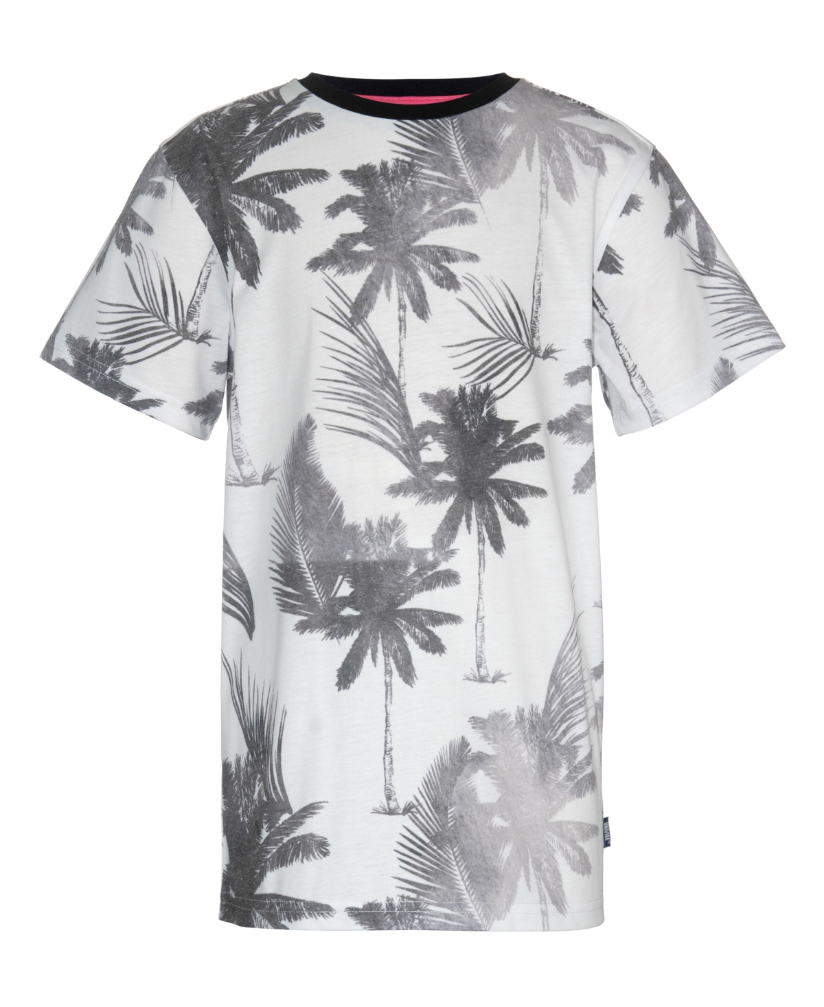 Shop Univibe Big Boys Emmet Washed Palm Print Crewneck T-shirt In White