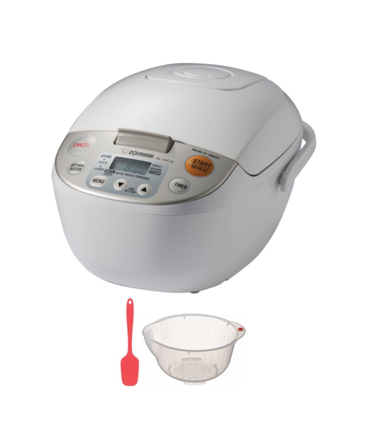 Nl-AAC10 Micom Rice Cooker and Warmer with Rice Washing Bowl Bundle - White