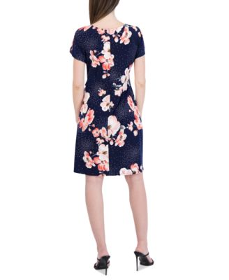 Women's Printed Short-Sleeve Sheath Dress