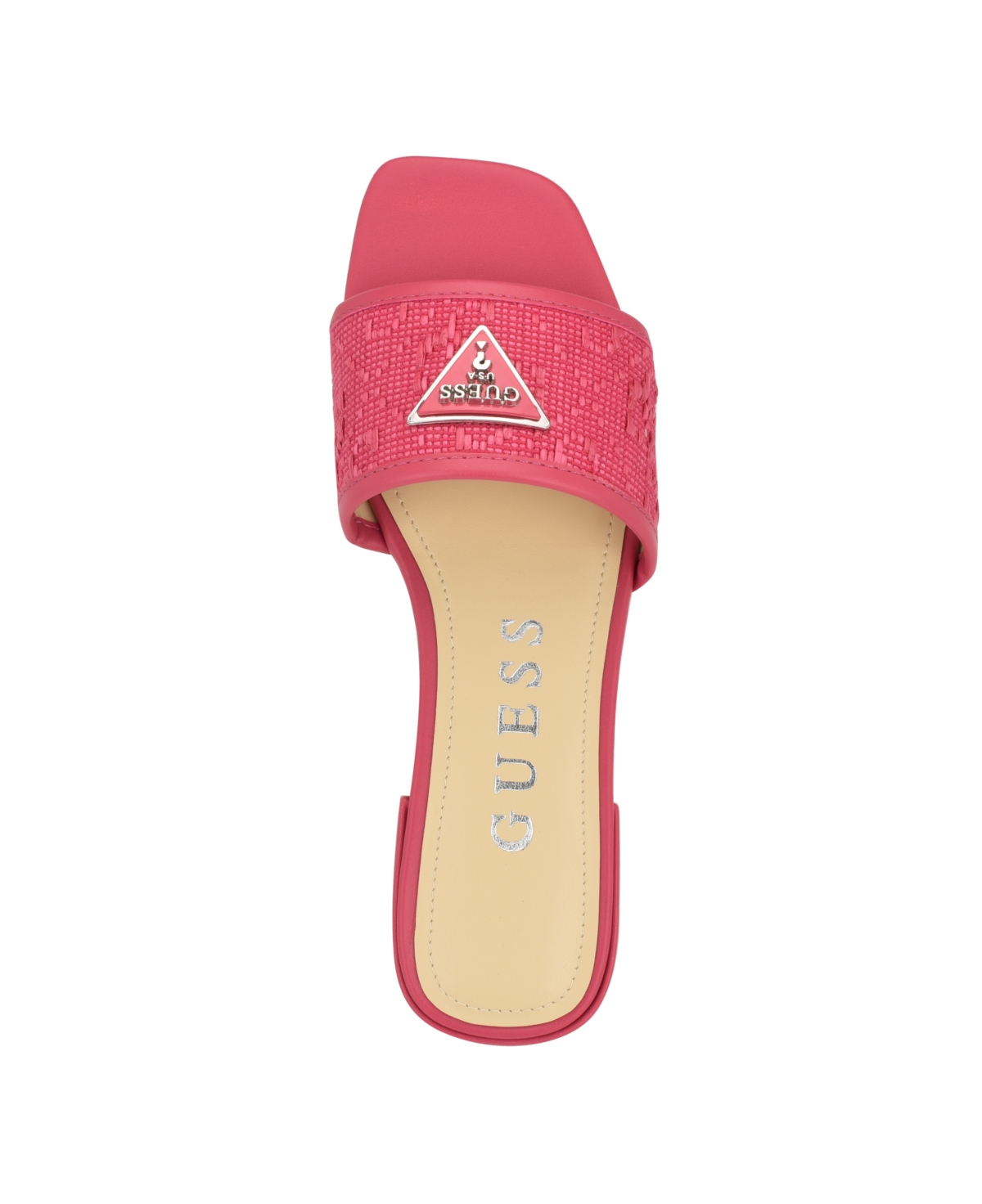 Guess Women s Tamsea One Band Square Toe Slide Flat Sandals Dark Red Lizard Smart Closet