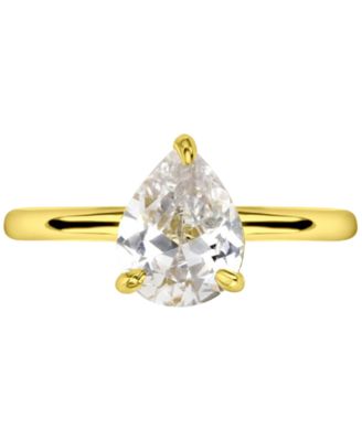 Macy's - Cubic Zirconia Pear Solitaire Engagement Ring in 14k Gold-Plated Sterling Silver