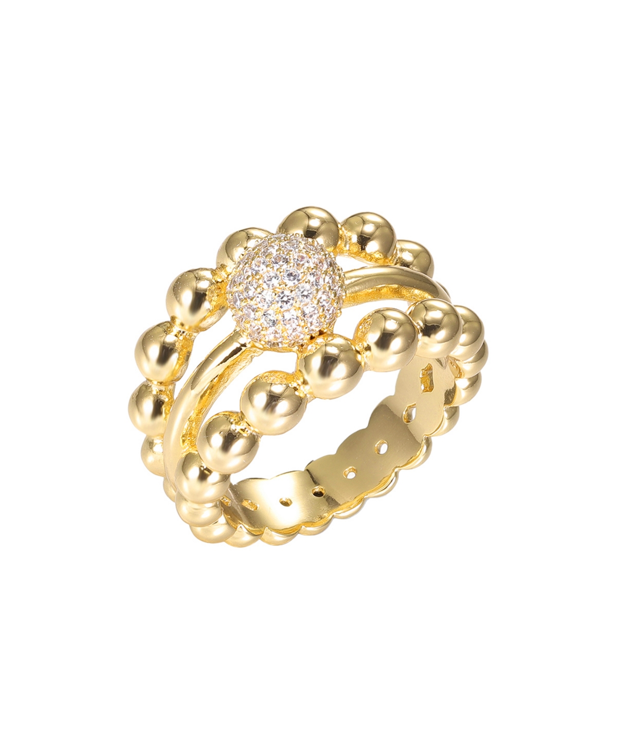 Shop By Adina Eden Solid And Pave Triple Row Beaded Ring In Gold