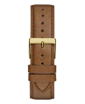GUESS Men's Analog Brown Genuine Leather Watch 42mm