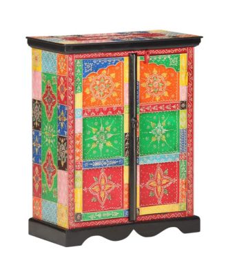 Hand Painted Sideboard 23.6"x11.8"x29.5" Solid Mango Wood