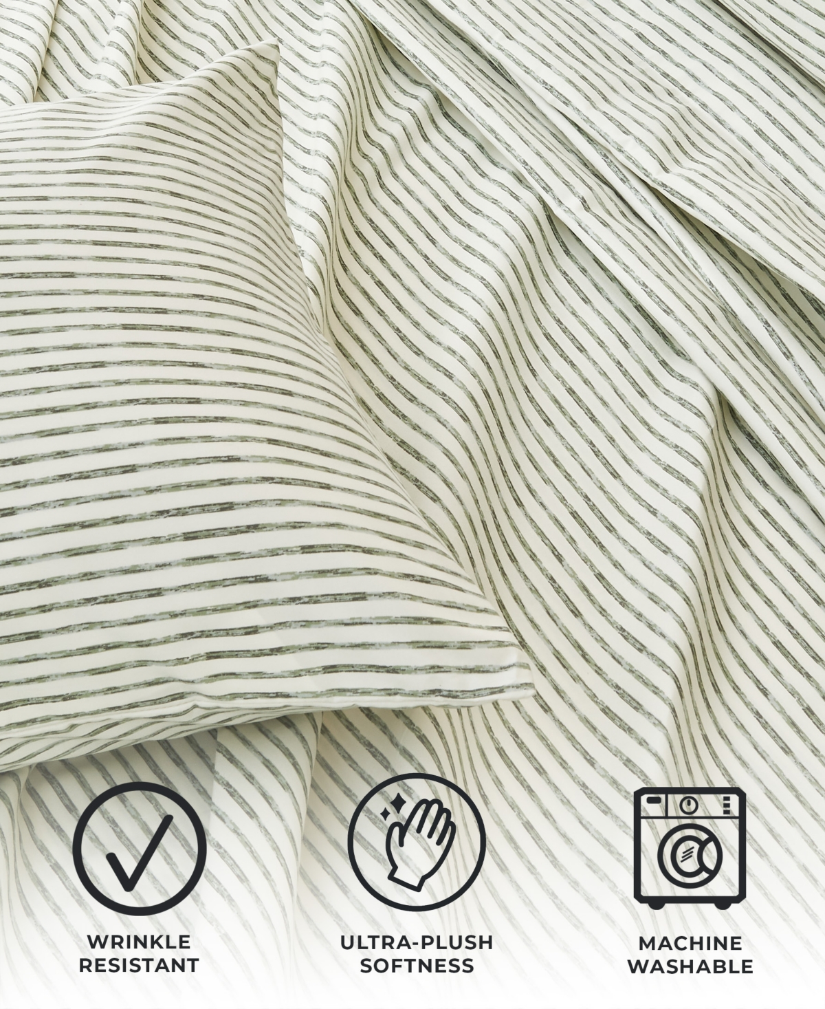 Premium Comforts Striped Wrinkle Resistant Microfiber 4-Pc. Sheet Set, - Stripe - Sea Foam