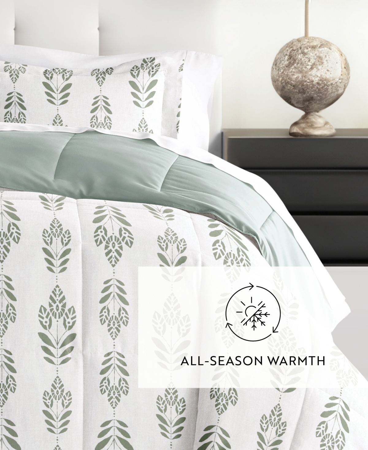 Ienjoy Home Folk Leaves 2-piece Comforter Set, Twin/twin Xl In Eucalyptus