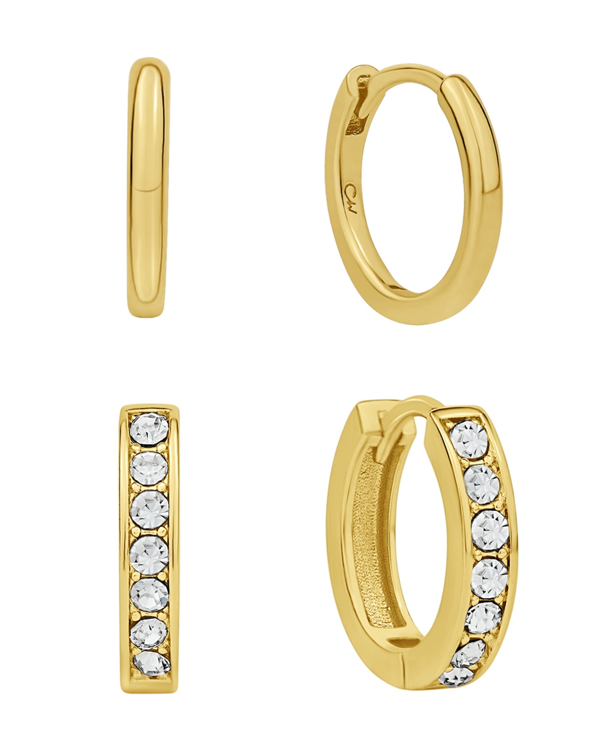 Shop And Now This Crystal Duo Endless Hoop Earring Set In Gold