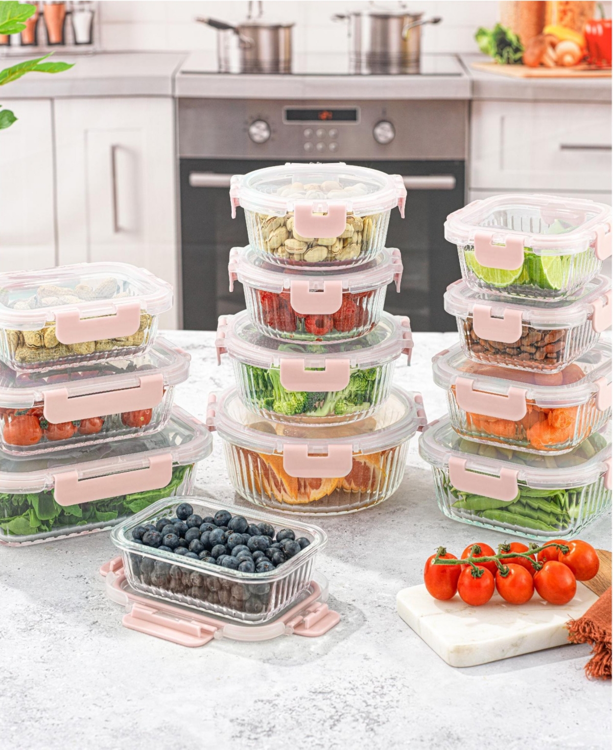 JOYJOLT 24-PIECE FLUTED FOOD STORAGE CONTAINER SET WITH LIDS 