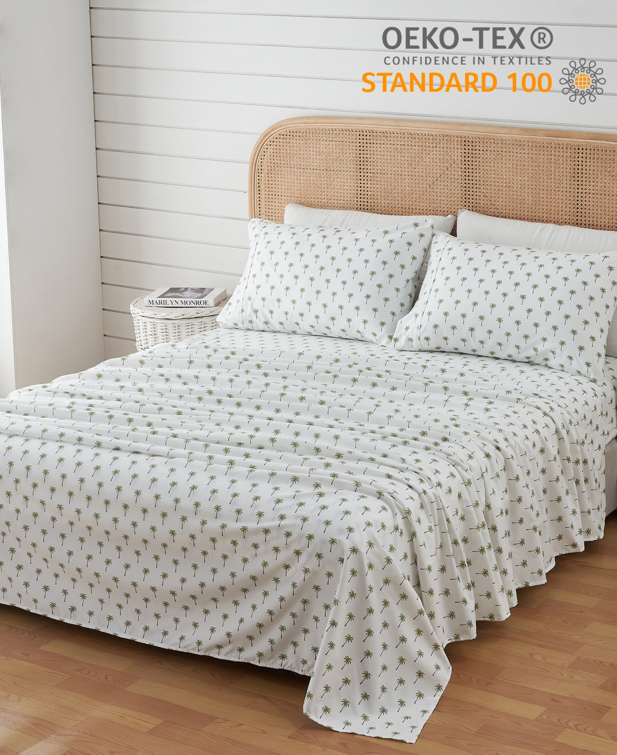 Premium Comforts Coastal Printed Microfiber 4-Pc. Sheet Set, - Coastal - Palm Tree