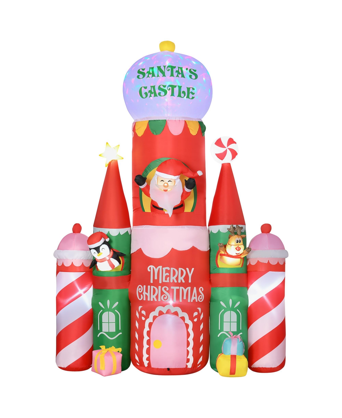 Giant 10ft Christmas Inflatables Decorations Candy Castle Santa Claus w/ Light - Multi-colored