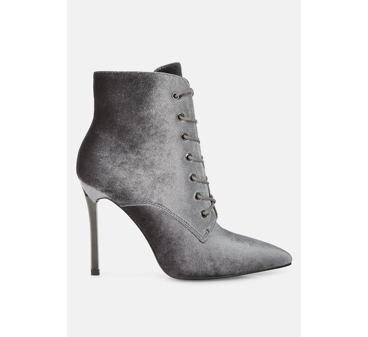 Womens bornsta velvet high heeled velvet boots - Grey
