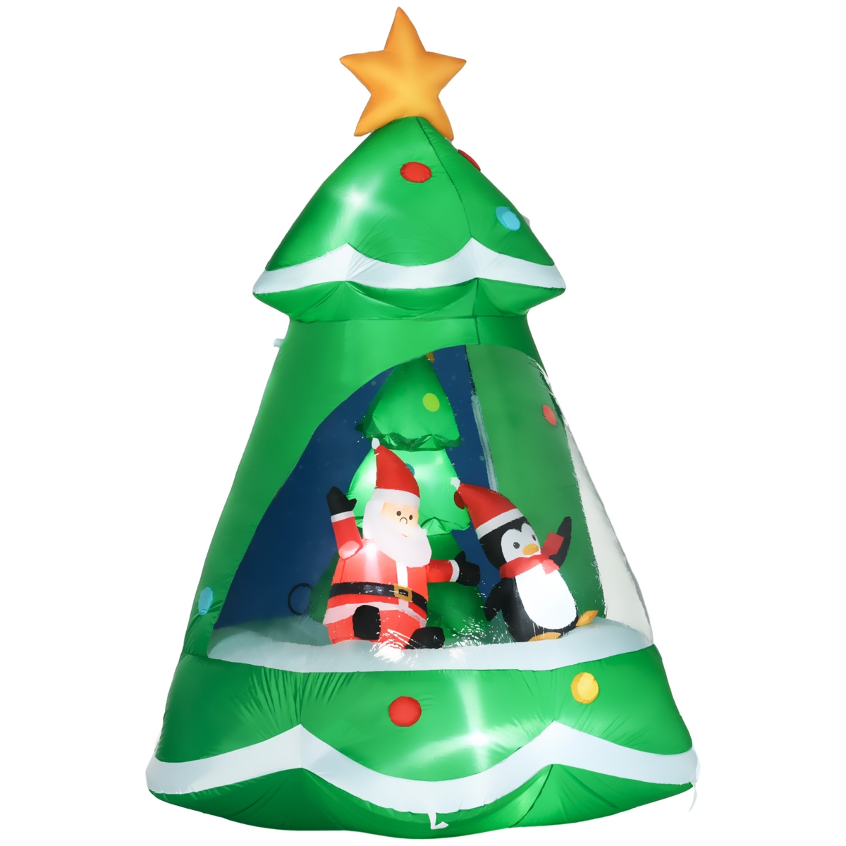 Homcom 7FT Lighted Inflatable Christmas Tree with Santa Claus and Penguin