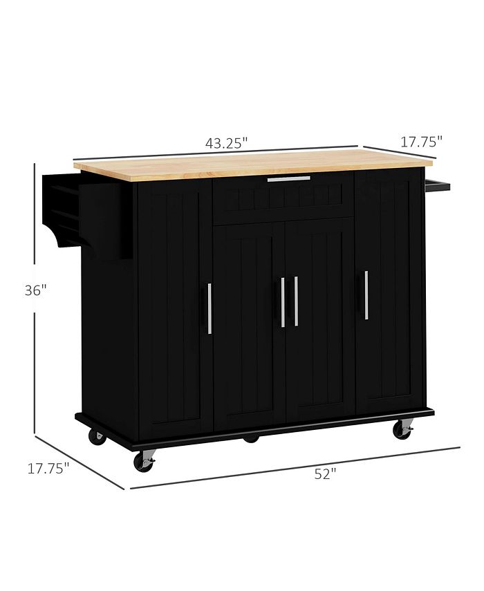 Kitchen Island on Wheels, Kitchen Cart with Solid Wood Top Macy's