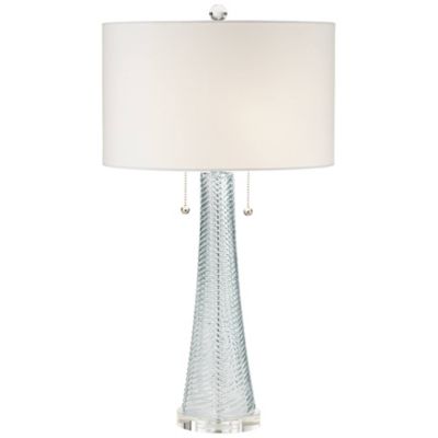 Miriam Modern Table Lamp 28 1/2" Tall Light Aqua Blue Textured Glass White Drum Shade for Bedroom Living Room Bedside Nightstand