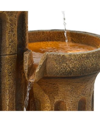 Sphere Jugs and Columns 50" High Large Rustic Indoor Outdoor Decor Faux Stone Floor Fountain with Light LED