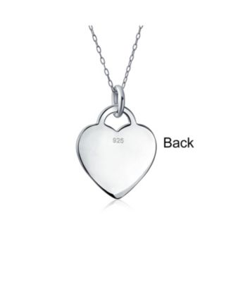 Tiny Minimalist Plain Flat Heart Shape Pendant Necklace Sterling Silver