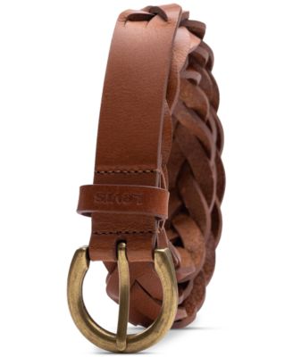 Women's Braided Leather Skinny Belt