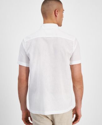 Men's Blake Linen Chambray Short Sleeve Button-Front Shirt, Created for Macy's