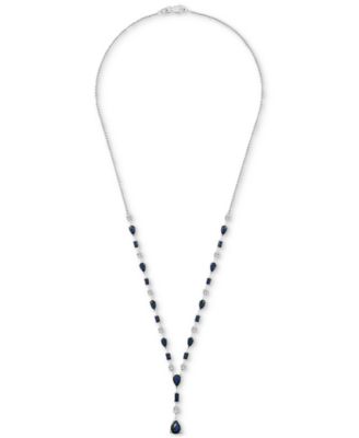 Blue Sapphire (5 ct. t.w.) & White Sapphire (5/8 ct. t.w.) 17" Lariat Necklace in Sterling Silver