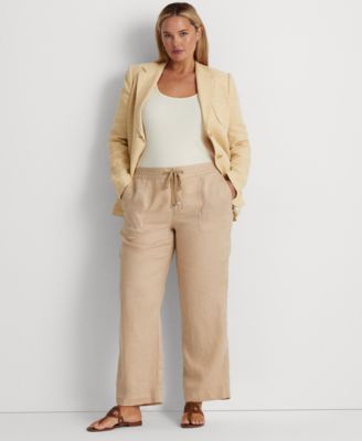 Plus-Size 100% Linen Wide-Leg Pants