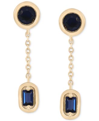 3-Pc. Set Lab-Grown Multi-Gemstone Linear Chain Drop Earrings (1-1/5 ct. t.w.) in 14k Gold-Plated Sterling Silver