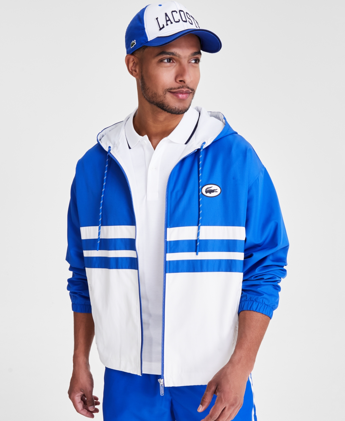 Shop Lacoste Men's Colorblocked Full-zip Hooded Jacket In Itv Croissant